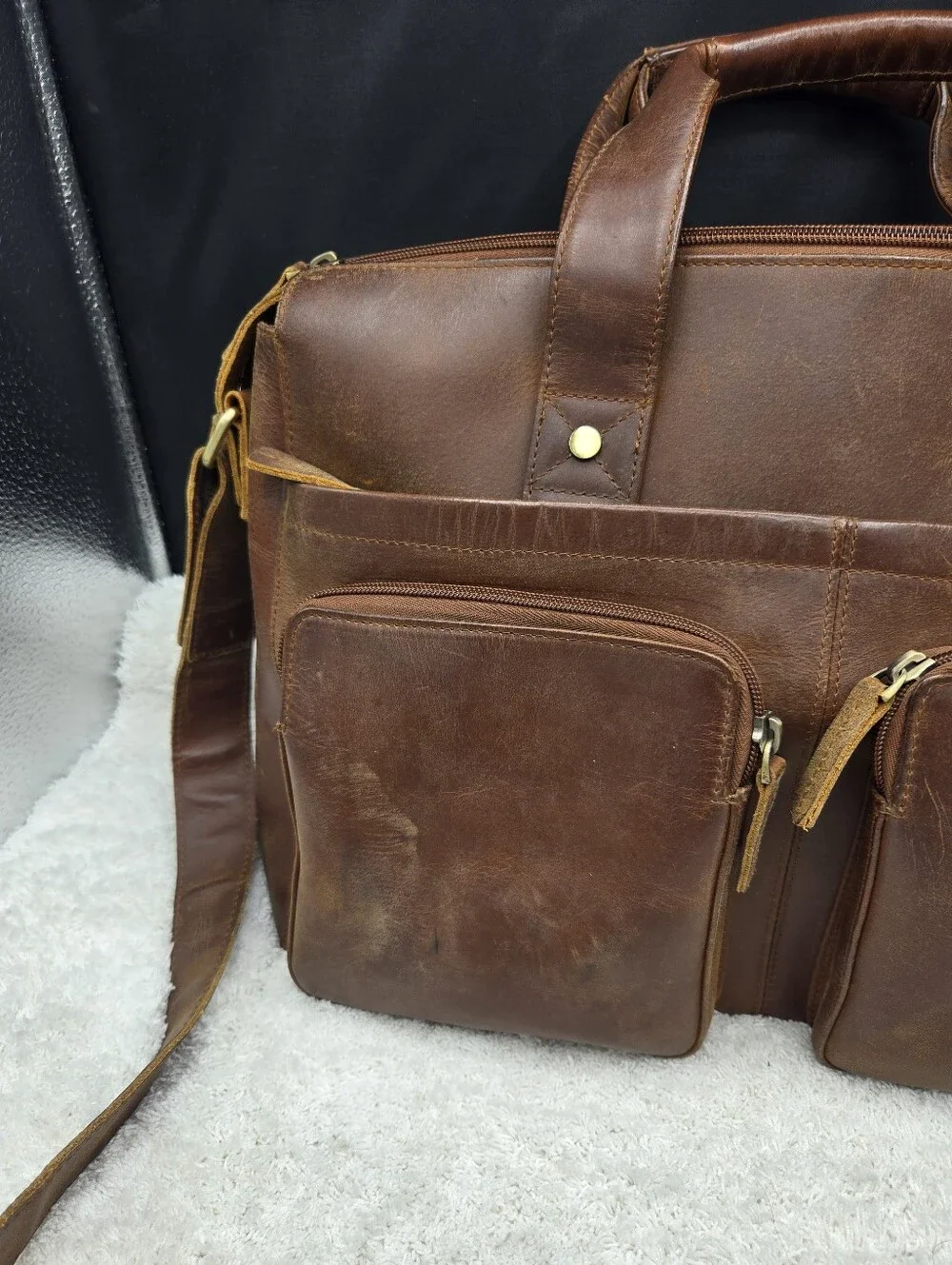 Overland Sheepskin CoTahoe Distressed Leather Briefcase